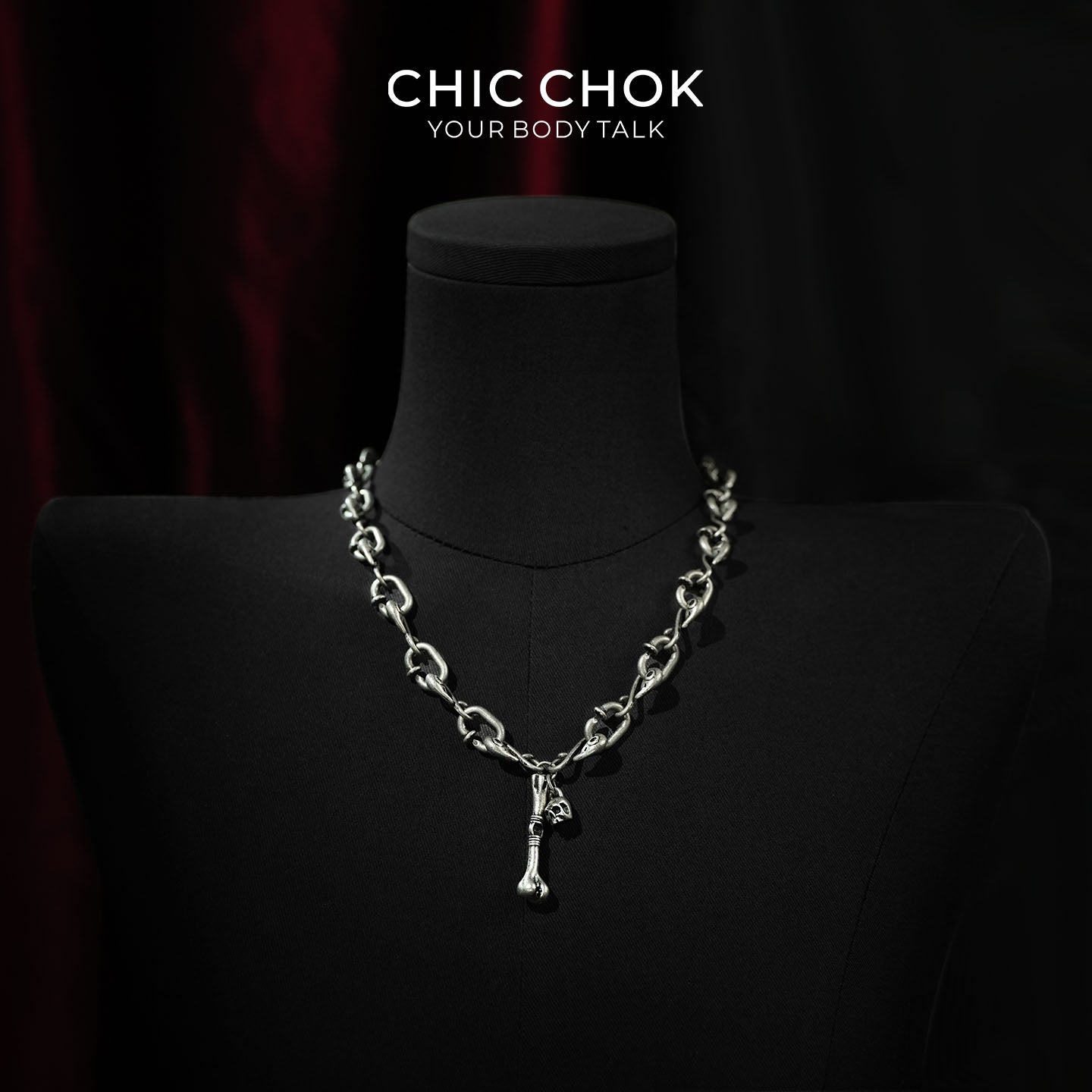 Raven Skull Core Chain Necklace