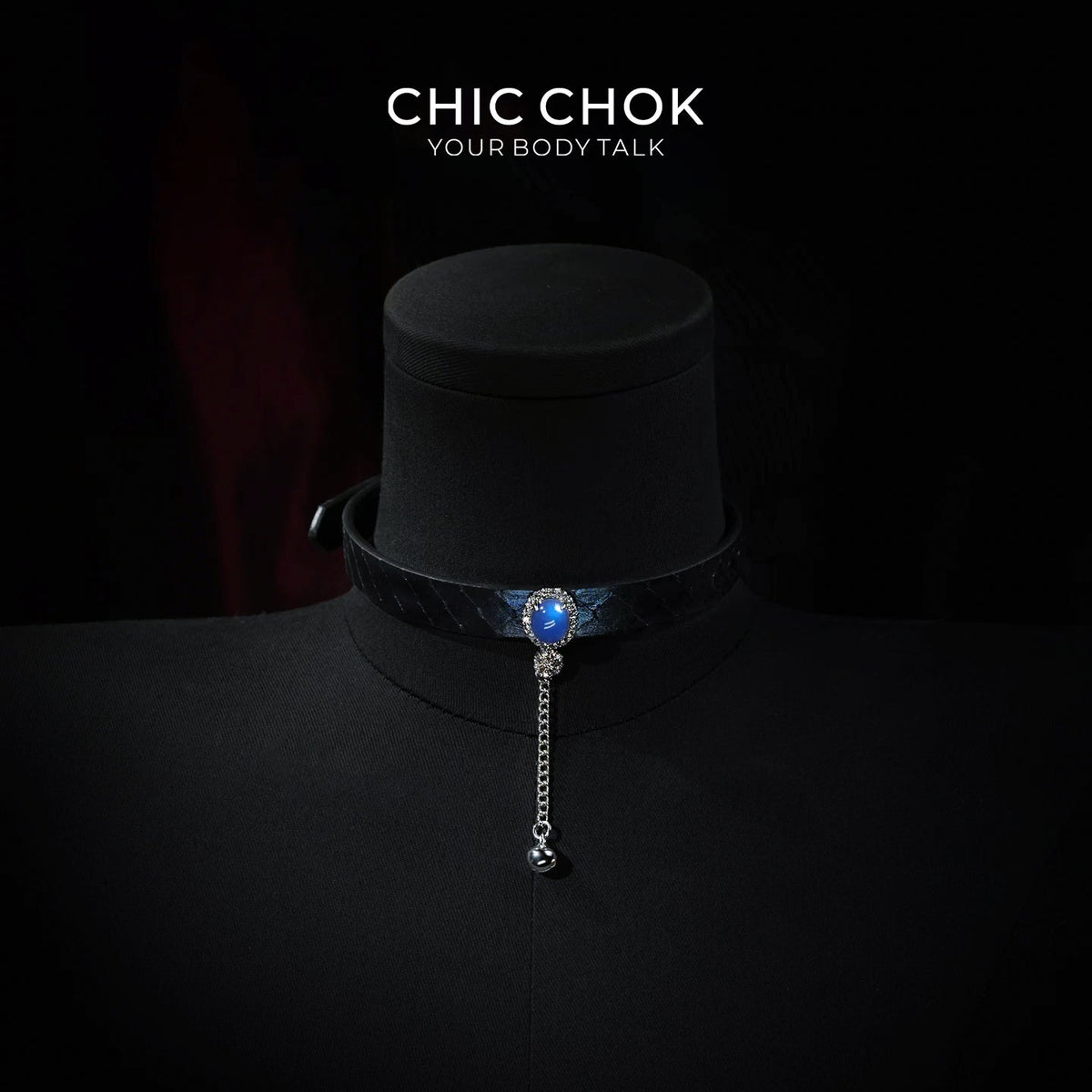 CHIC CHOK Purple Leather Necklace – Blue Gemstone Pendant and Tassel Chain, A Bold Fashion Item