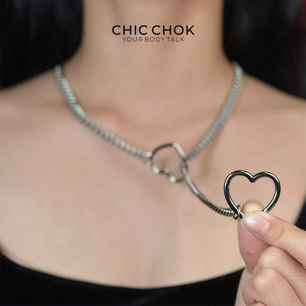 CHICCHOK [MeowChain] Heart O-ring Cuban chain necklace