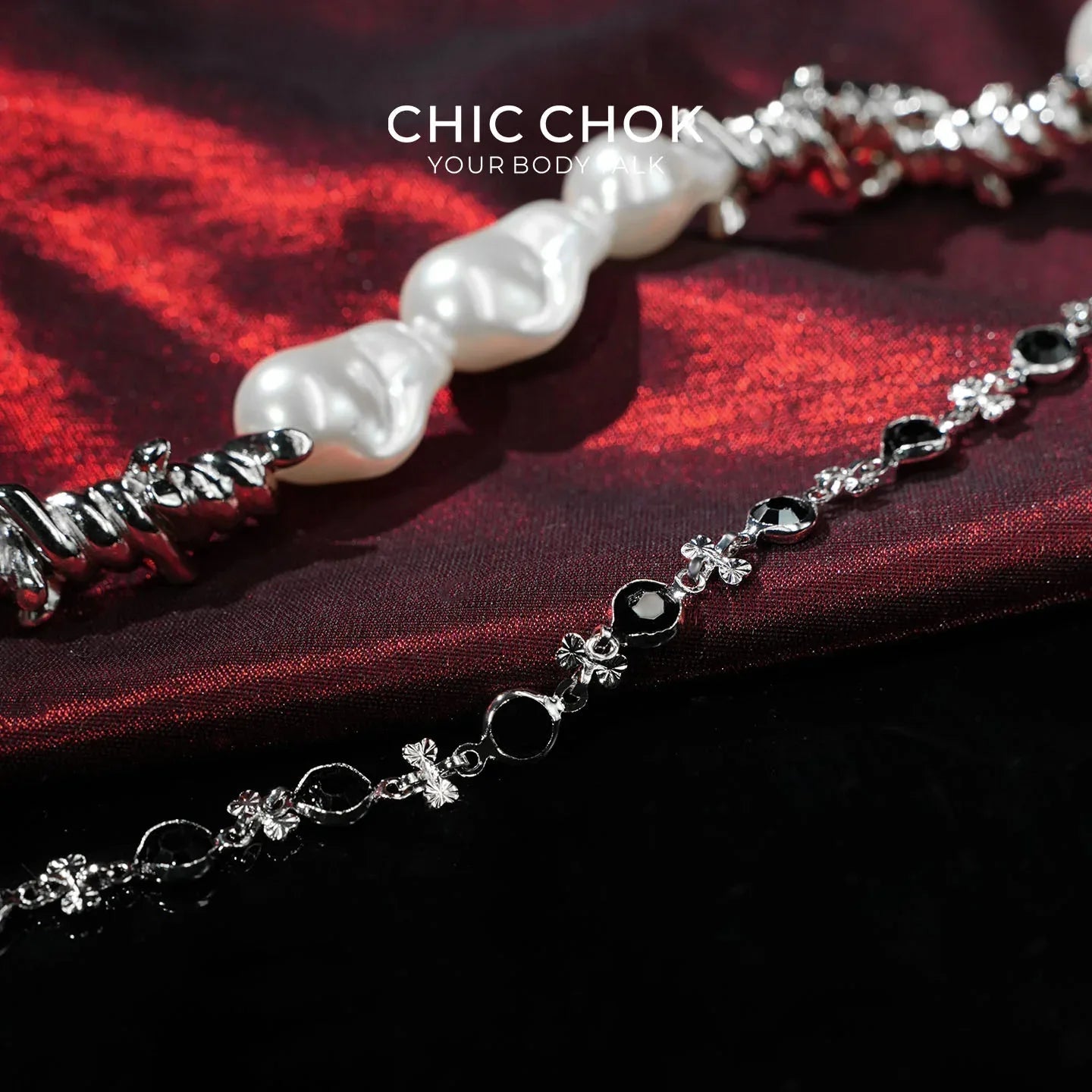[Rebellious Baroque] Alien Pearl Double-Layer Trouser Chain - CHICCHOK - pants chain
