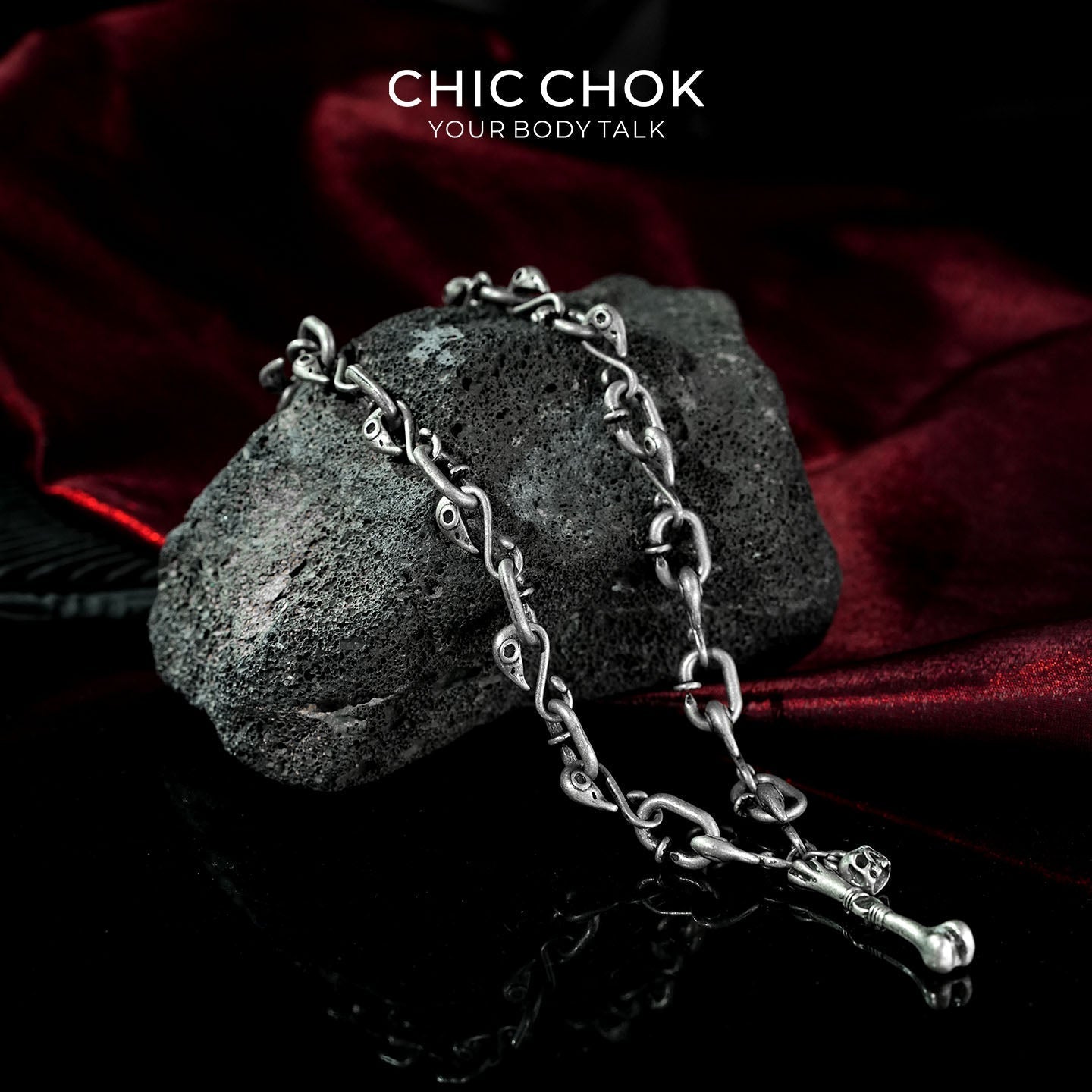 Raven Skull Core Chain Necklace