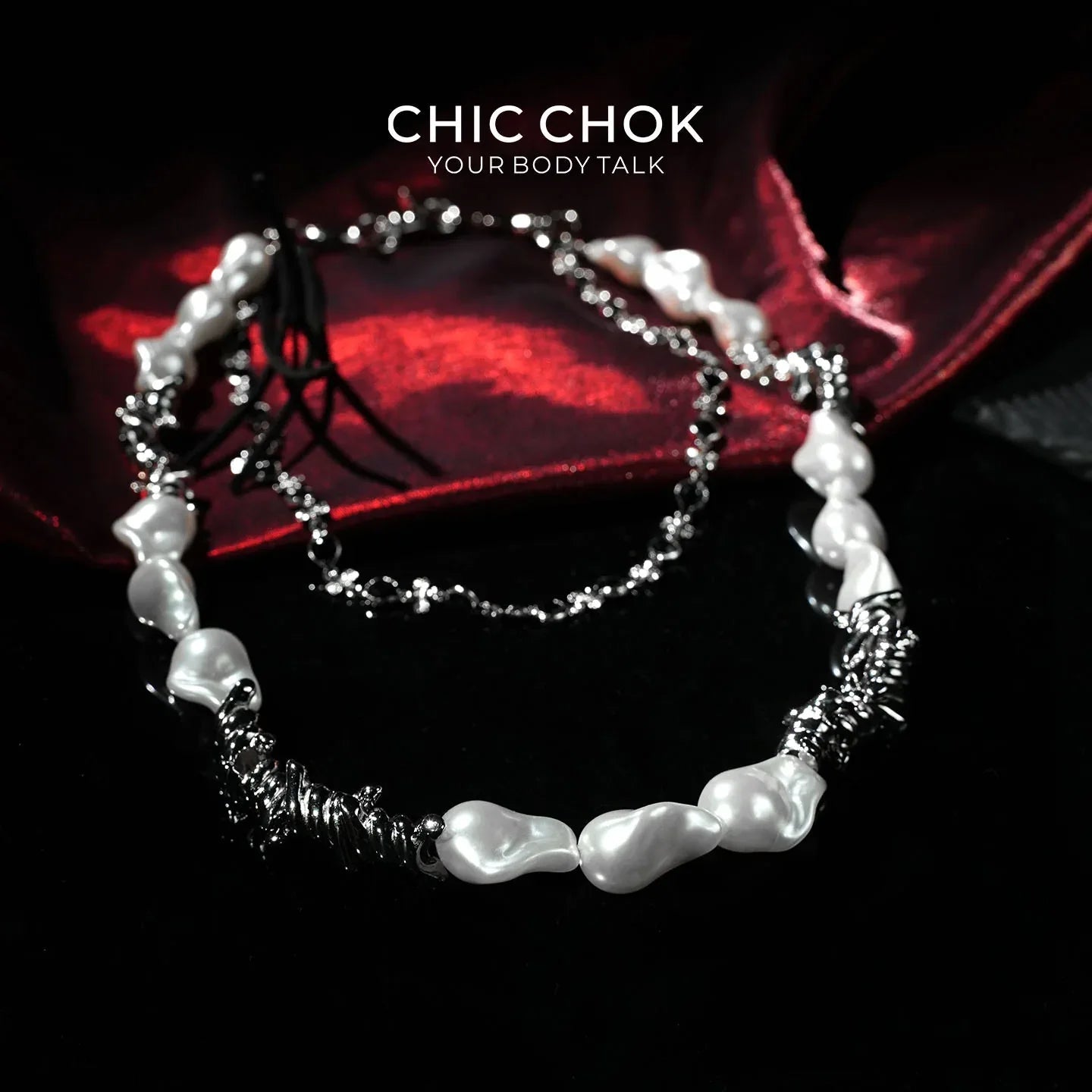 [Rebellious Baroque] Alien Pearl Double-Layer Trouser Chain - CHICCHOK - pants chain