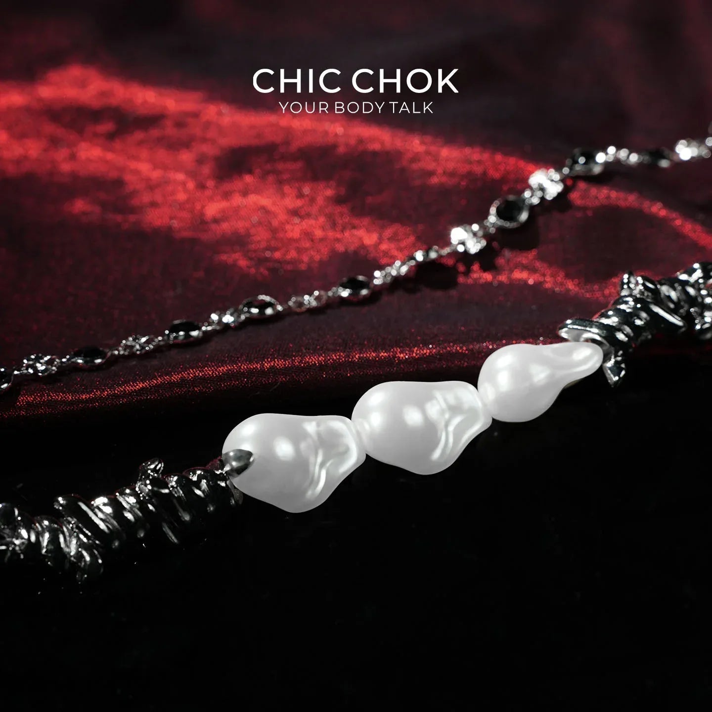 [Rebellious Baroque] Alien Pearl Double-Layer Trouser Chain - CHICCHOK - pants chain