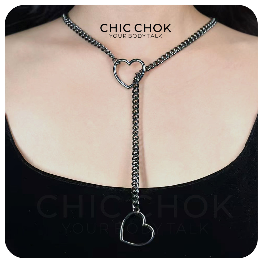 CHICCHOK [MeowChain] Heart O-ring Cuban chain necklace