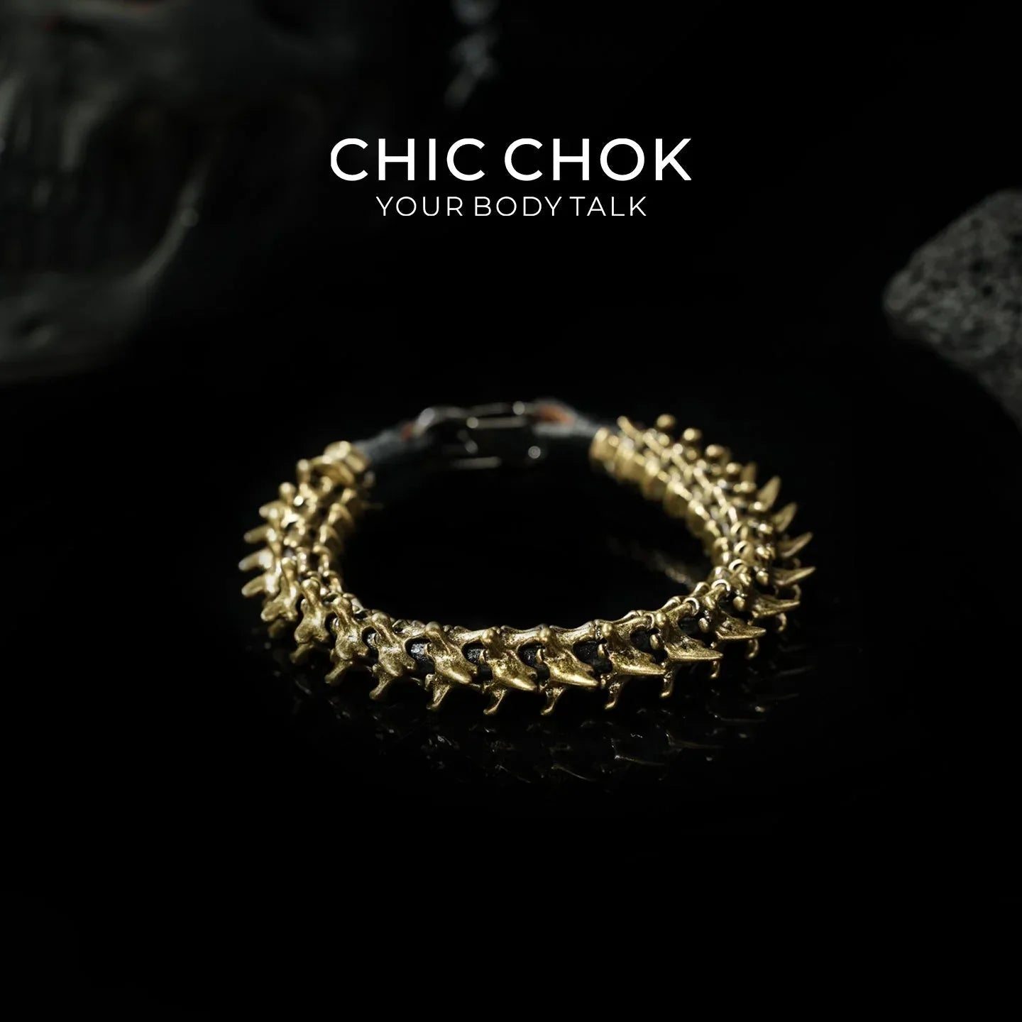 [CHICCHOK] Dragon Themed Bracelet – Stylish Bone Design, A Fusion of Steel and Leather - CHICCHOK