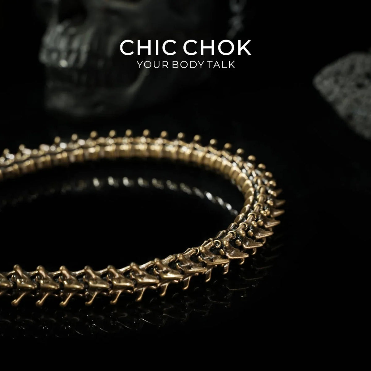 [CHICCHOK] Dragon Themed Choker - Bone Charm Elegance, A Fusion of Strength and Softness in a Choker Design Highlights(Bronze) - CHICCHOK