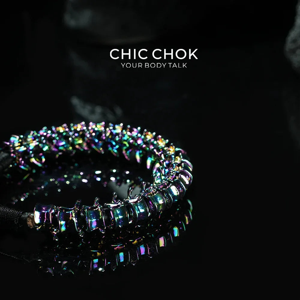 [CHICCHOK] Dragon Themed Bracelet – Stylish Bone Design, A Fusion of Steel and Leather(Dazzling Colors) - CHICCHOK