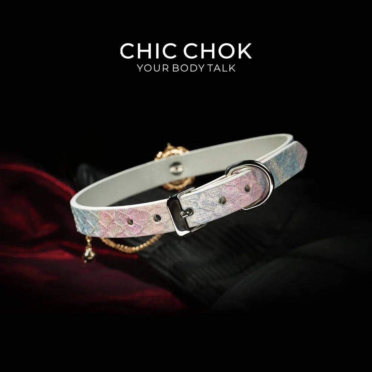 CHIC CHOK Rose crystal flower necklace – dazzling leather choker, Baroque punk style jewelry - CHICCHOK - Choker