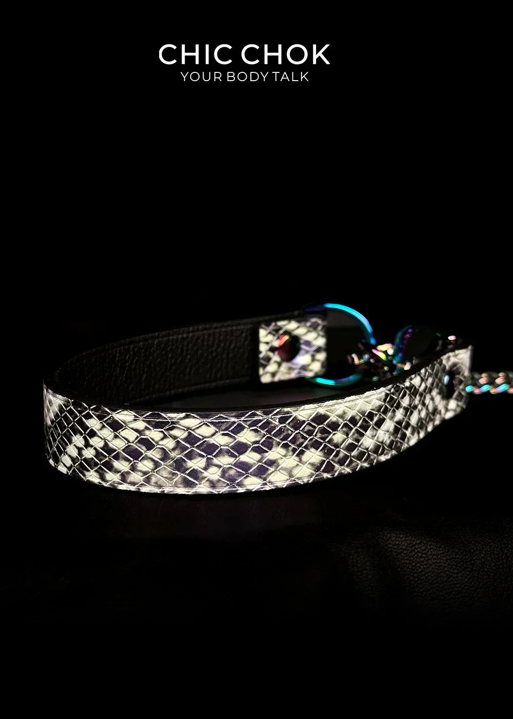 CHICCHOK [Breathless] Pulling Fashion and Fun Choker Python texture leather - CHICCHOK