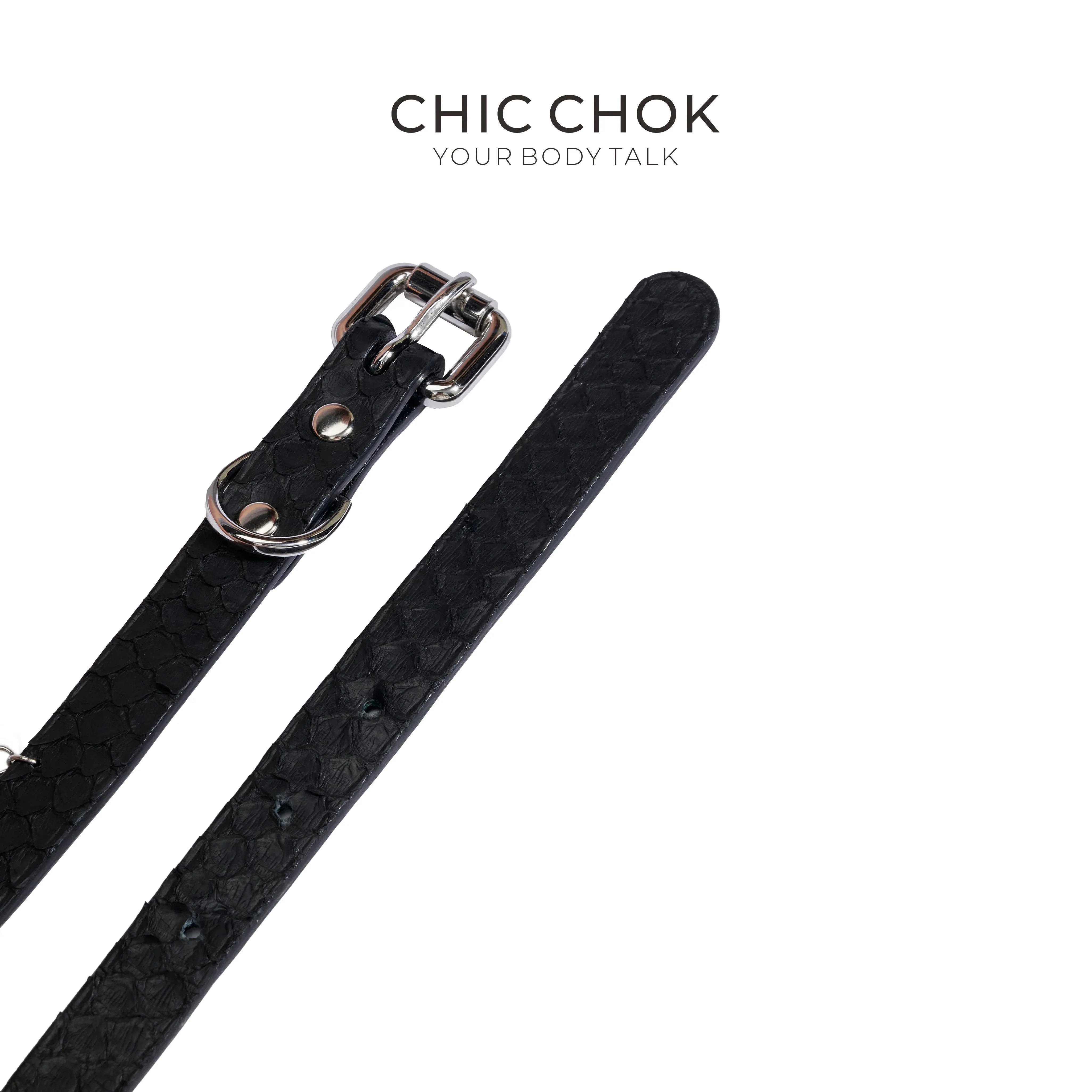 CHICCHOK [Victorian Queen High-end Choker] V-Neck Design, Python Texture, Original Fashion Adjustable Leather Choker Necklace - CHICCHOK