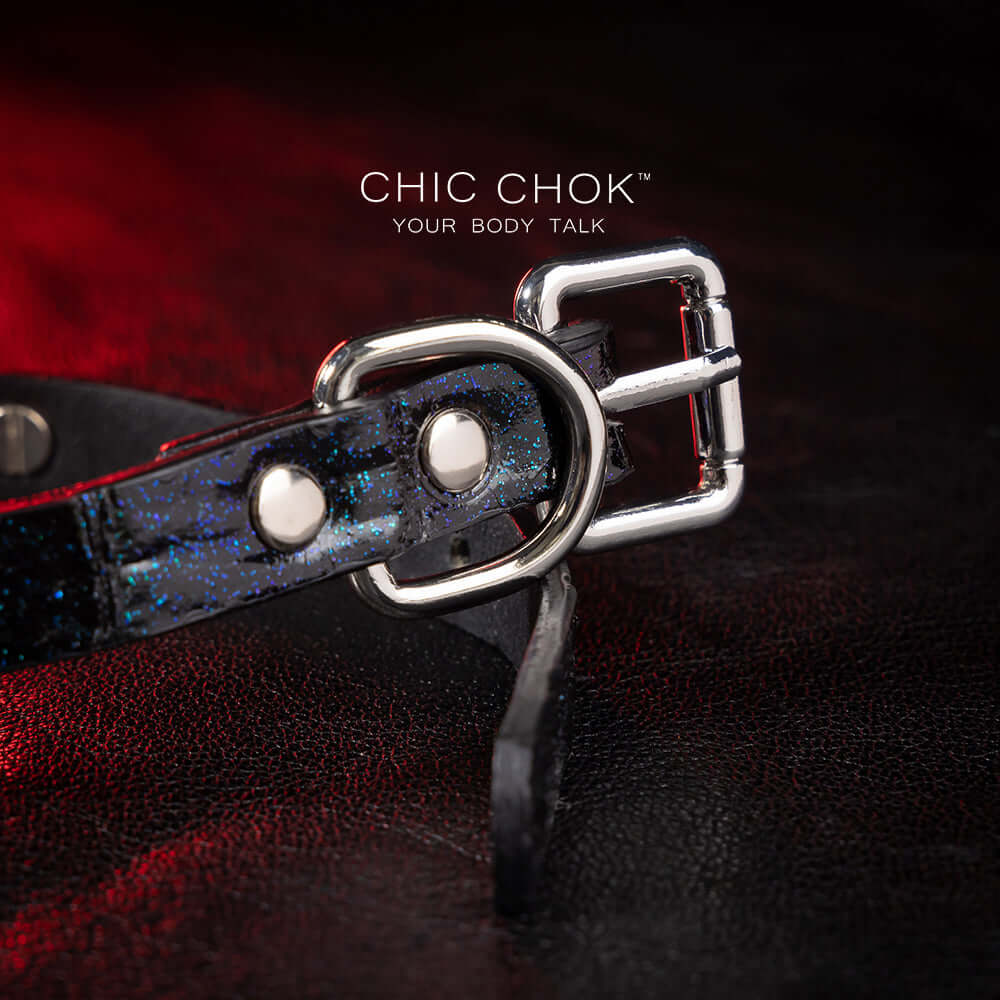 chicchok black leather collar, silver cross pendant, mysterious vintage style